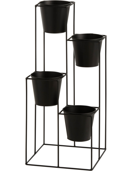 Étagère à plantes design 4 Cache-pots Métal Noir Gardilio 