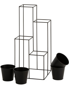 Étagère à plantes design 4 Cache-pots Métal Noir Gardilio 