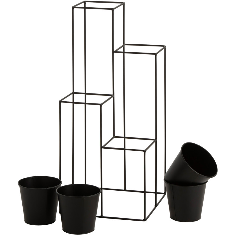 Étagère à plantes design 4 Cache-pots Métal Noir Gardilio 