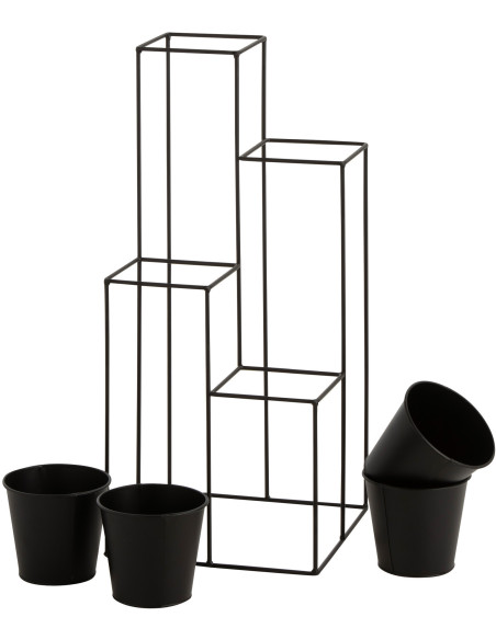 Étagère à plantes design 4 Cache-pots Métal Noir Gardilio 