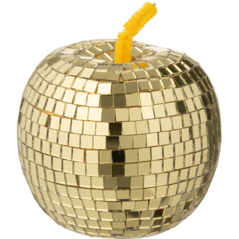 Pomme déco design boule à facettes H 9 cm Miroir Doré Mousse Disco 
