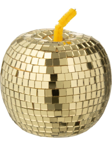 Pomme déco design boule à facettes H 9 cm Miroir Doré Mousse Disco 