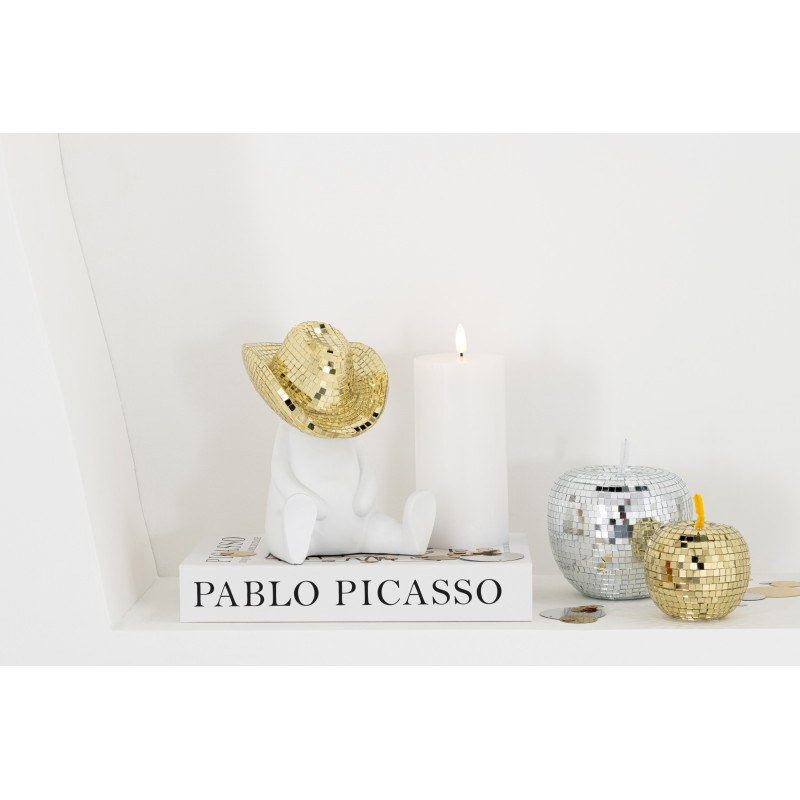 Pomme déco design boule à facettes H 9 cm Miroir Doré Mousse Disco 