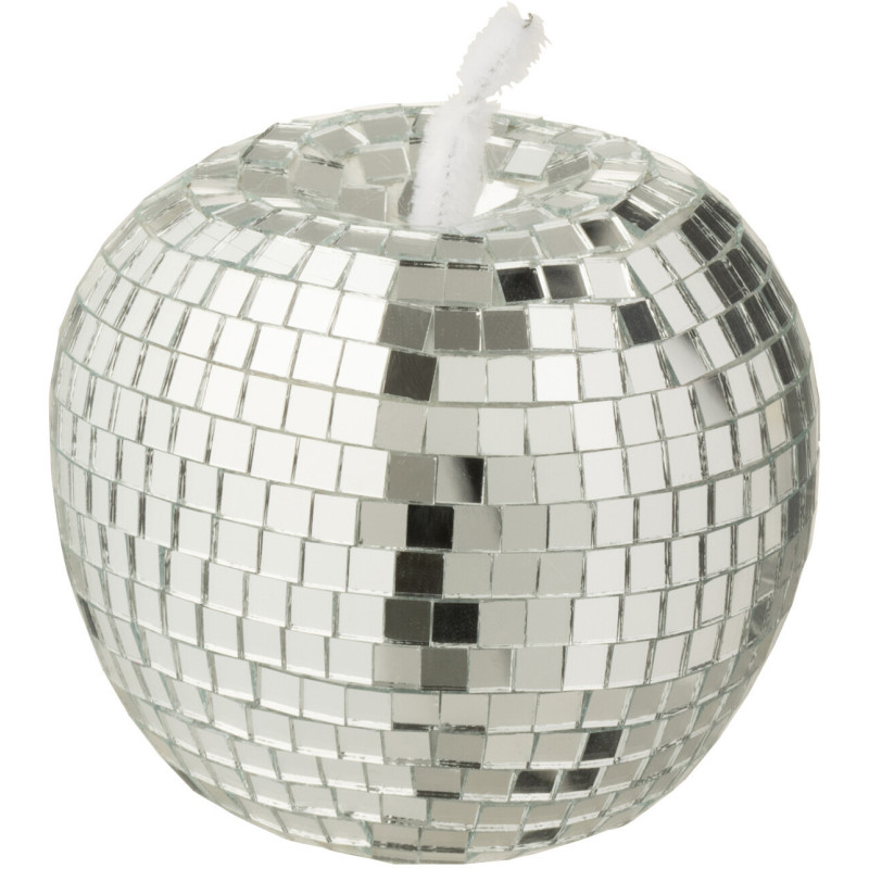 Pomme déco design boule à facettes H 9 cm Miroir Argenté Mousse Disco 