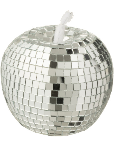 Pomme déco design boule à facettes H 9 cm Miroir Argenté Mousse Disco 