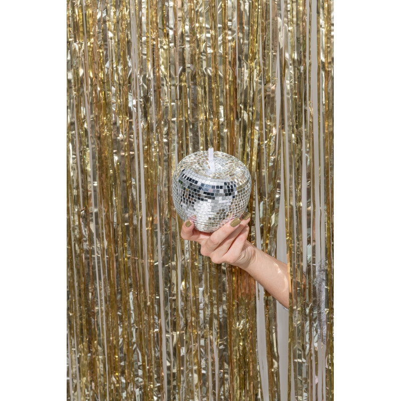 Pomme déco design boule à facettes H 9 cm Miroir Argenté Mousse Disco 