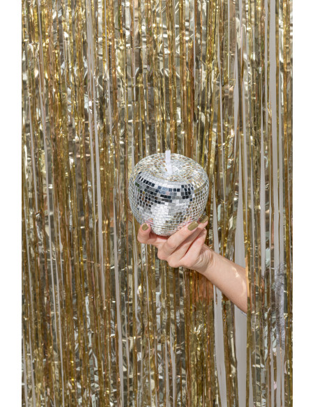 Pomme déco design boule à facettes H 9 cm Miroir Argenté Mousse Disco 