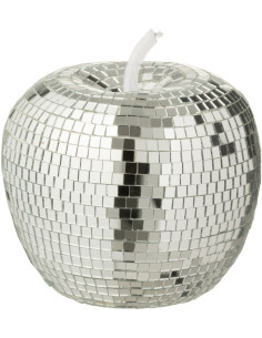 Pomme déco design boule à facettes H 12 cm Miroir Argenté Mousse Disco 