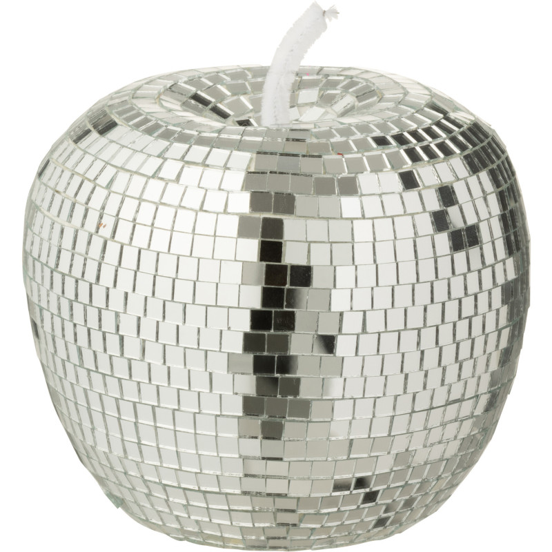 Pomme déco design boule à facettes H 12 cm Miroir Argenté Mousse Disco 
