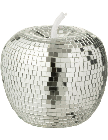Pomme déco design boule à facettes H 12 cm Miroir Argenté Mousse Disco 
