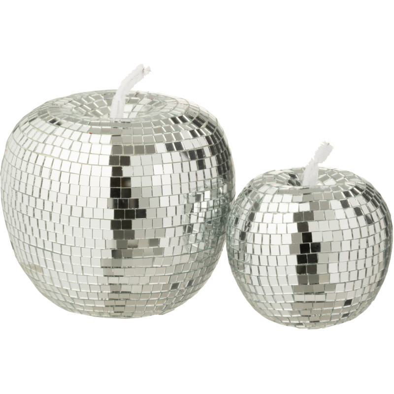 Pomme déco design boule à facettes H 12 cm Miroir Argenté Mousse Disco 