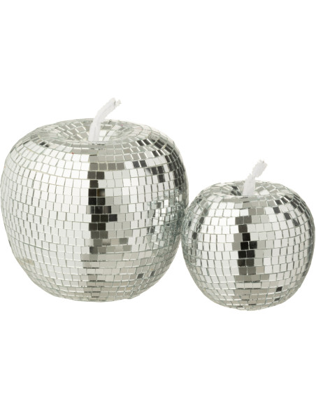 Pomme déco design boule à facettes H 12 cm Miroir Argenté Mousse Disco 