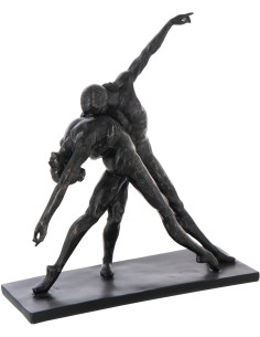 Statuette déco Couple dansant H 38 cm Poudre de chaux Noir Elanova 