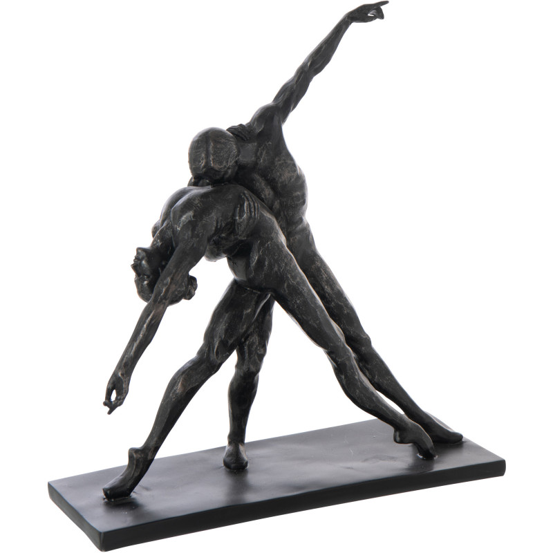 Statuette déco Couple dansant H 38 cm Poudre de chaux Noir Elanova 