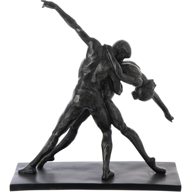 Statuette déco Couple dansant H 38 cm Poudre de chaux Noir Elanova 