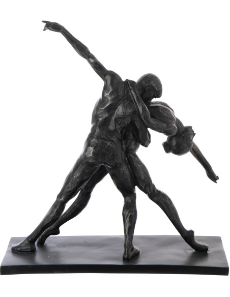 Statuette déco Couple dansant H 38 cm Poudre de chaux Noir Elanova 