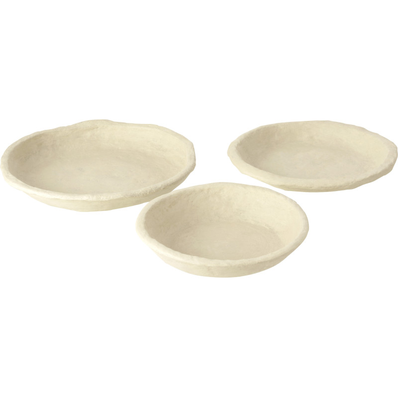Lot de 3 Coupes déco Organique Papier mâché Blanc Chad 