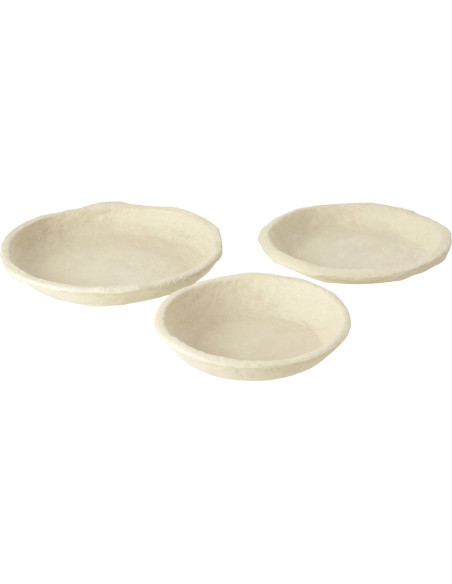 Lot de 3 Coupes déco Organique Papier mâché Blanc Chad 