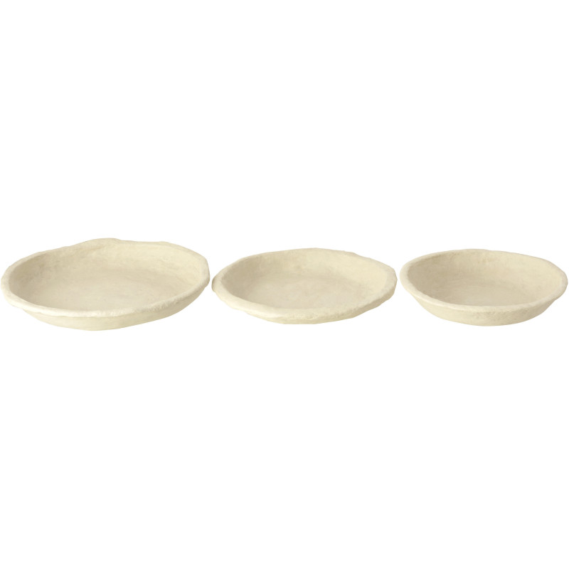 Lot de 3 Coupes déco Organique Papier mâché Blanc Chad 