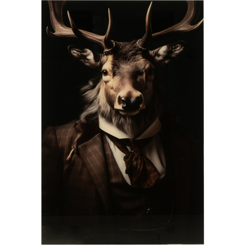 Tableau mural en verre Cerf Costume 60x90 Artistia 