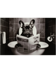 Grand Tableau mural en verre Bouledogue WC 120x80 Artistia 