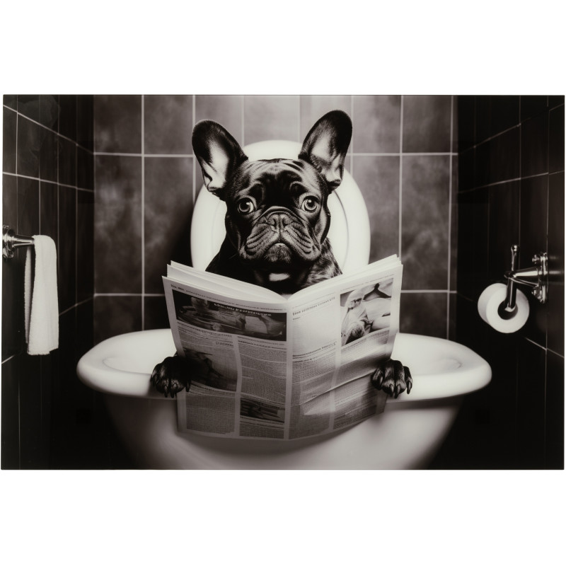 Grand Tableau mural en verre Bouledogue WC 120x80 Artistia 