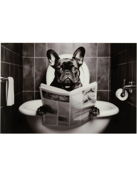 Grand Tableau mural en verre Bouledogue WC 120x80 Artistia 