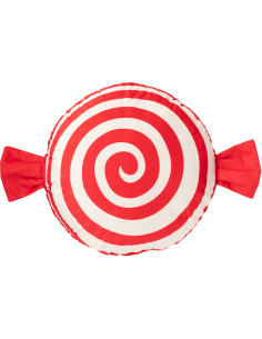 Coussin original Bonbon Rond 45x45 Tissu Rouge Blanc Zukin 
