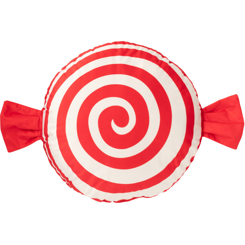 Coussin original Bonbon Rond 45x45 Tissu Rouge Blanc Zukin 