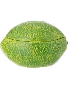 Boîte déco style provençal Citron 14 cm Dolomite Vert Blanc Grumyo 