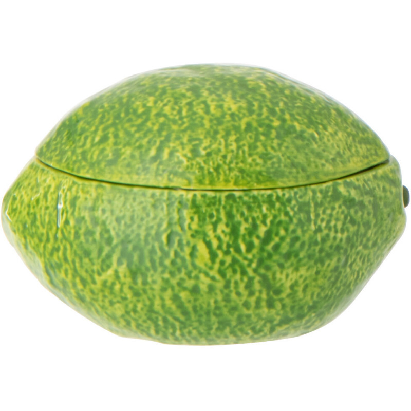 Boîte déco style provençal Citron 14 cm Dolomite Vert Blanc Grumyo 