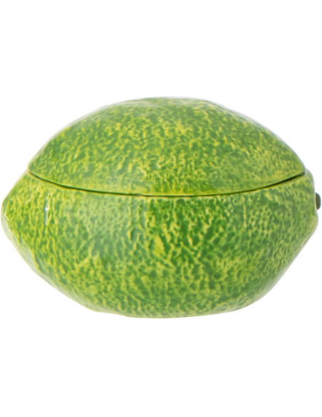 Boîte déco style provençal Citron 14 cm Dolomite Vert Blanc Grumyo 