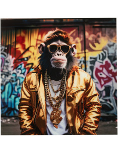Tableau mural en verre Singe Street art 80x80 Artistia 