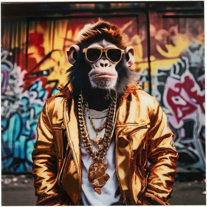 Tableau mural en verre Singe Street art 80x80 Artistia 