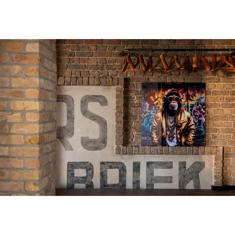 Tableau mural en verre Singe Street art 80x80 Artistia 