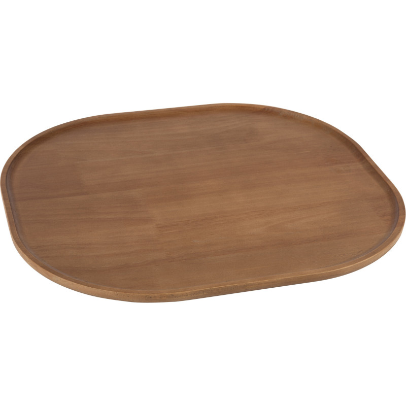 Plateau déco scandinave Rectangulaire 44 cm Bois d'hévéa Marron Luméto 