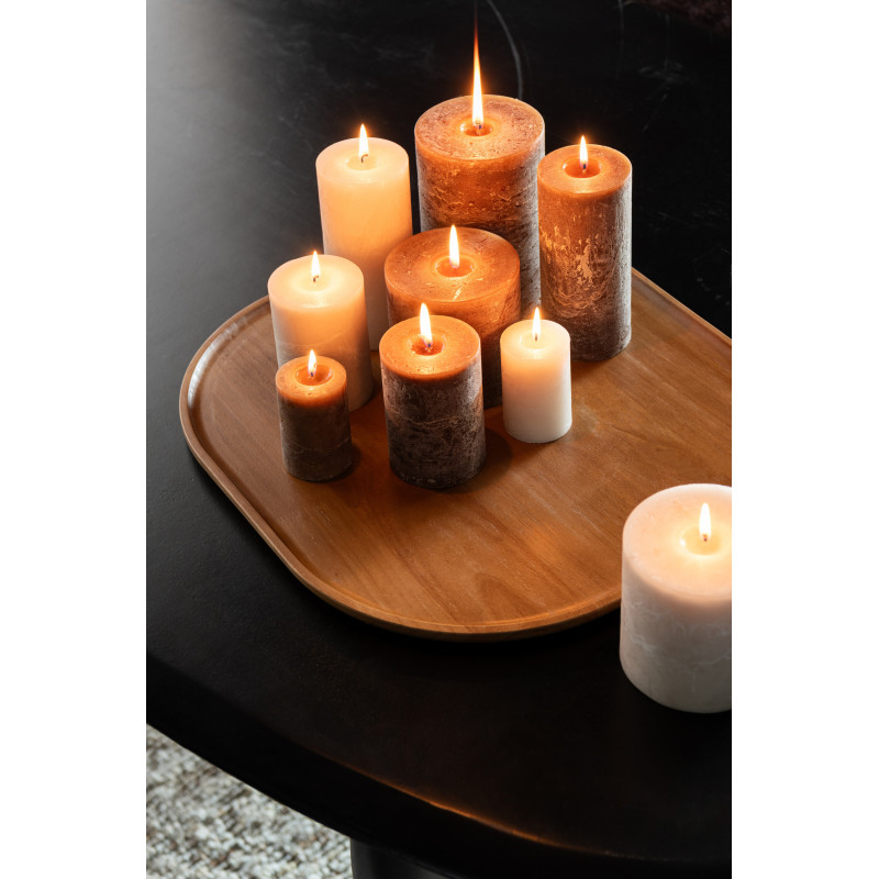 Plateau déco scandinave Rectangulaire 44 cm Bois d'hévéa Marron Luméto 