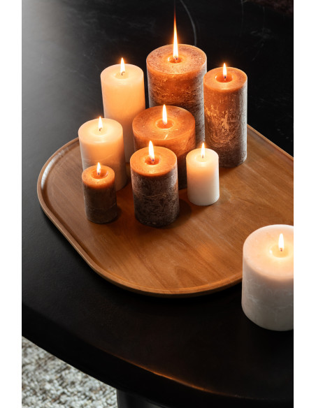 Plateau déco scandinave Rectangulaire 44 cm Bois d'hévéa Marron Luméto 