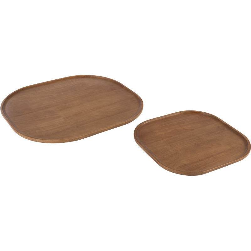 Plateau déco scandinave Rectangulaire 44 cm Bois d'hévéa Marron Luméto 