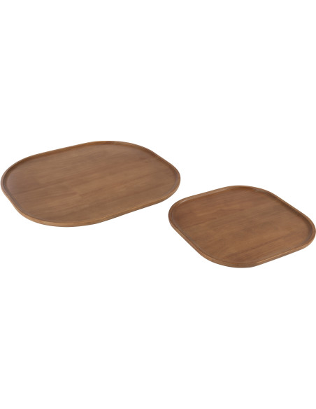Plateau déco scandinave Rectangulaire 44 cm Bois d'hévéa Marron Luméto 