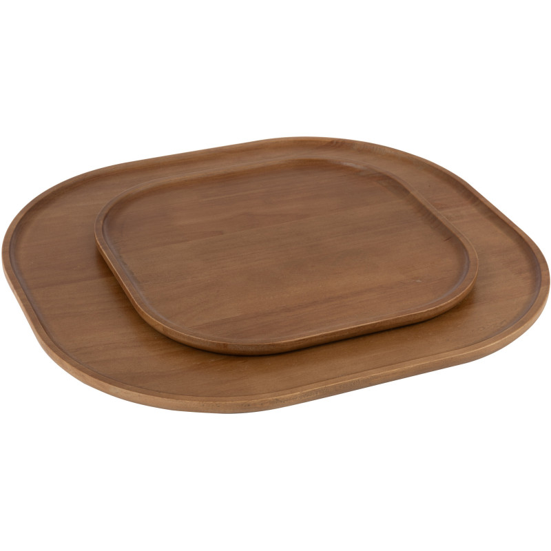 Plateau déco scandinave Rectangulaire 44 cm Bois d'hévéa Marron Luméto 
