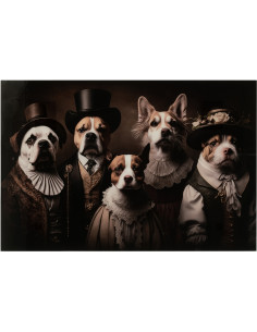 Grand Tableau mural en verre Chiens Costumes 120x80 Artistia 