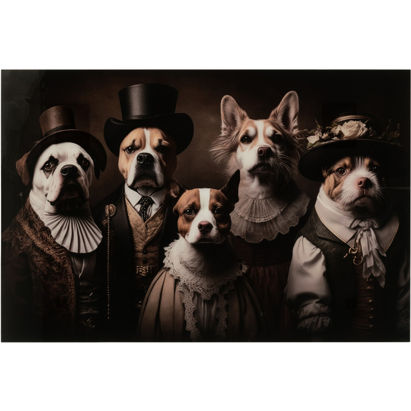 Grand Tableau mural en verre Chiens Costumes 120x80 Artistia 