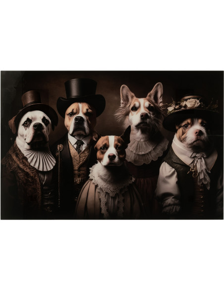 Grand Tableau mural en verre Chiens Costumes 120x80 Artistia 