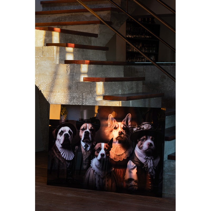 Grand Tableau mural en verre Chiens Costumes 120x80 Artistia 