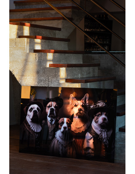 Grand Tableau mural en verre Chiens Costumes 120x80 Artistia 