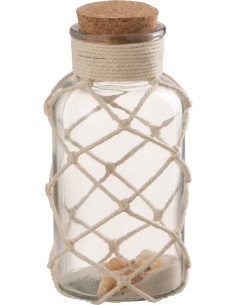 Bouteille déco bord de mer H 18 cm Verre Transparent Sable Coquillage Playéa 