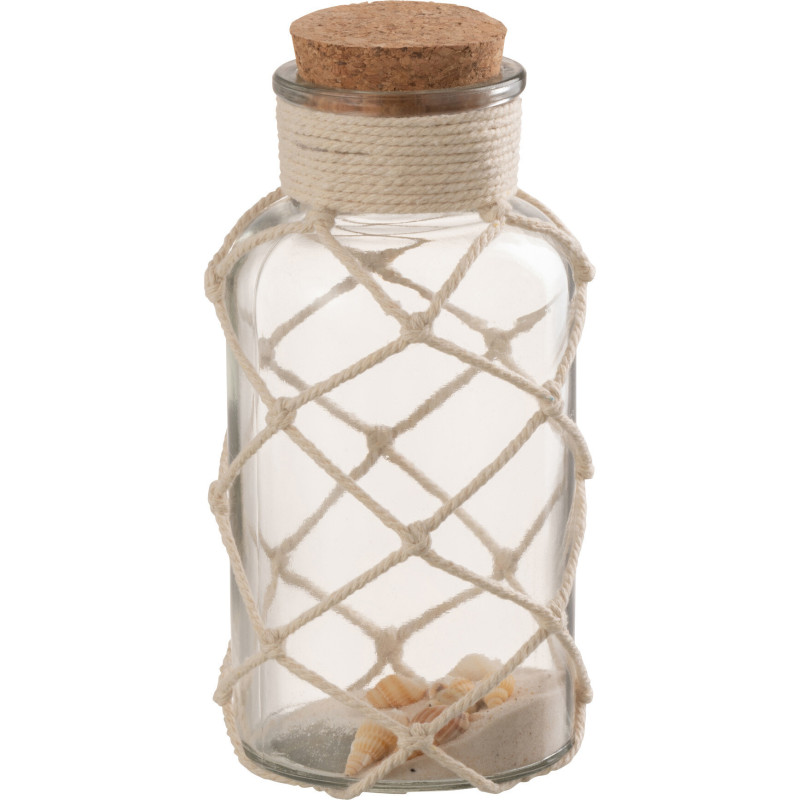 Bouteille déco bord de mer H 18 cm Verre Transparent Sable Coquillage Playéa 