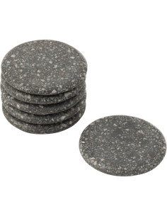 Lot de 6 Sous-verres moderne chic Rond 10 cm Marbre Gris Gravéro 