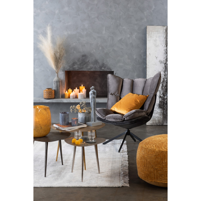 Lot de 6 Sous-verres moderne chic Rond 10 cm Marbre Gris Gravéro 